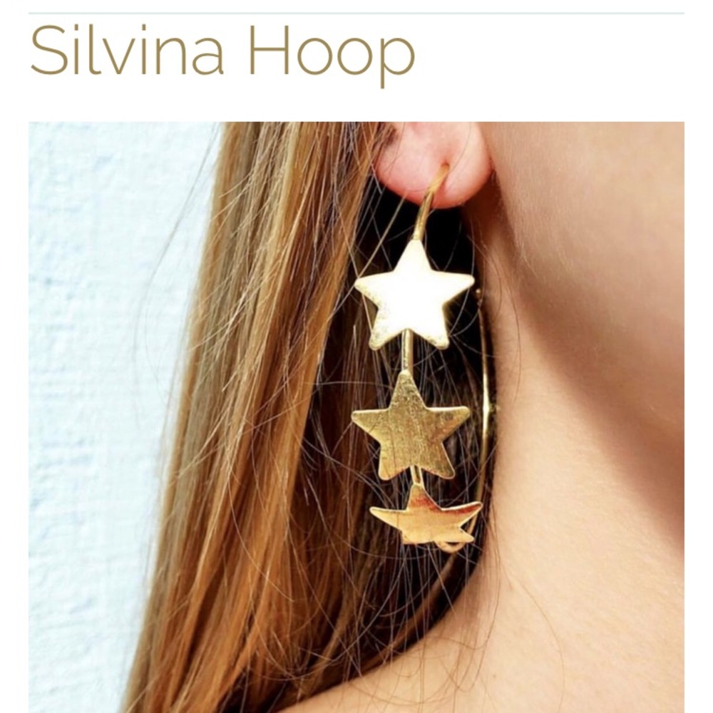 NWT Sheila Fajl Champagne Gold Plated Star Hoops